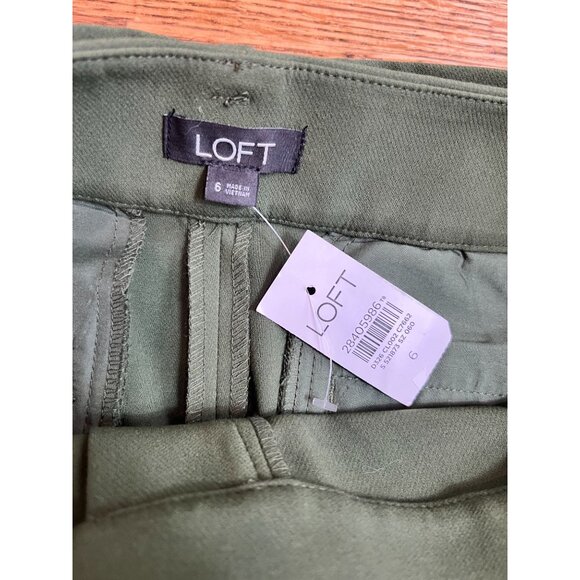 Loft Womens Olive Cargo Cropped Pants With Tie Waist Size 6 Career Utility NWT - Picture 6 of 9
